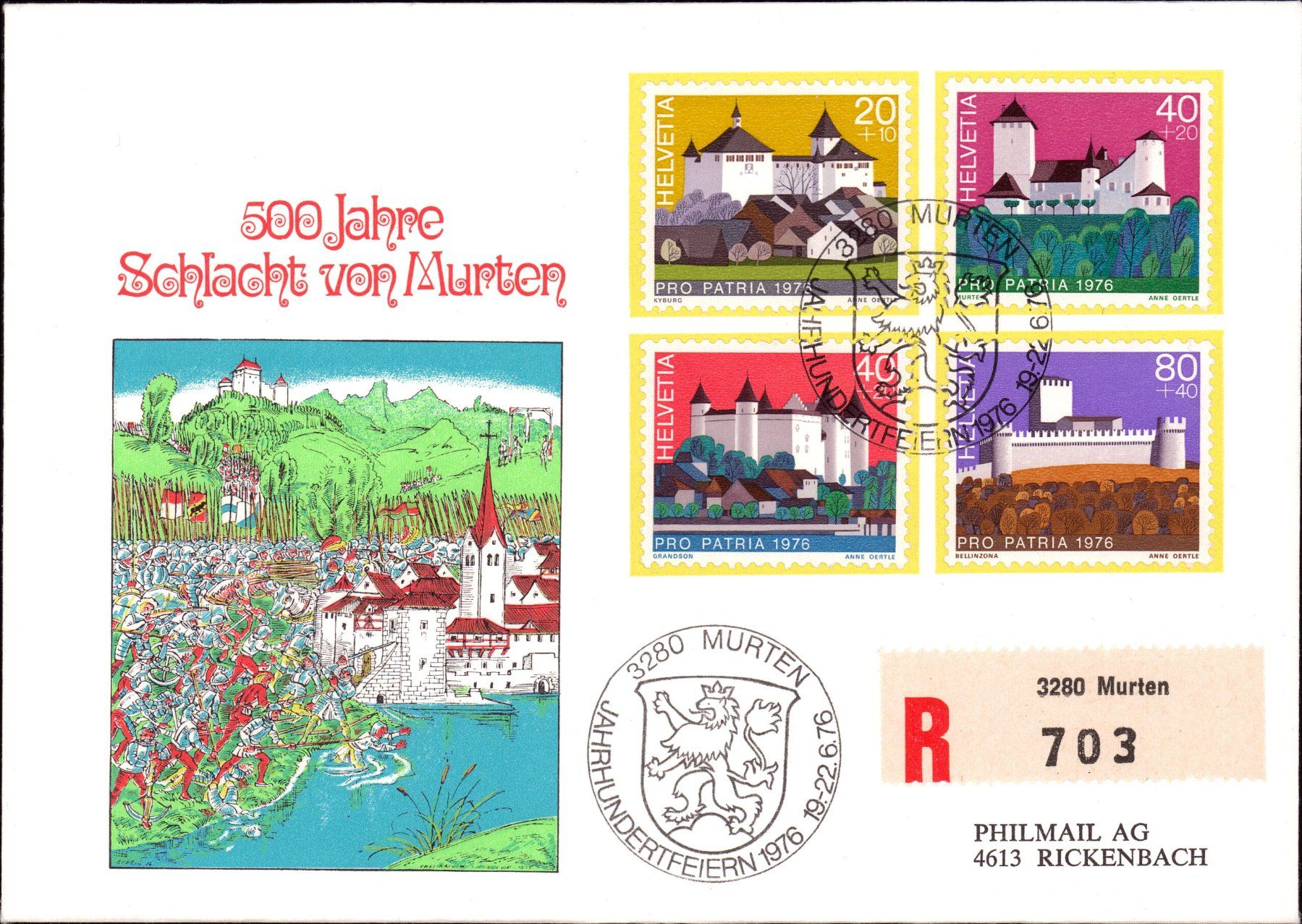 Alle Briefmarken: 1976 schönes Pro Patria Set – Gebraucht aus Eggersriet von stamp303 1