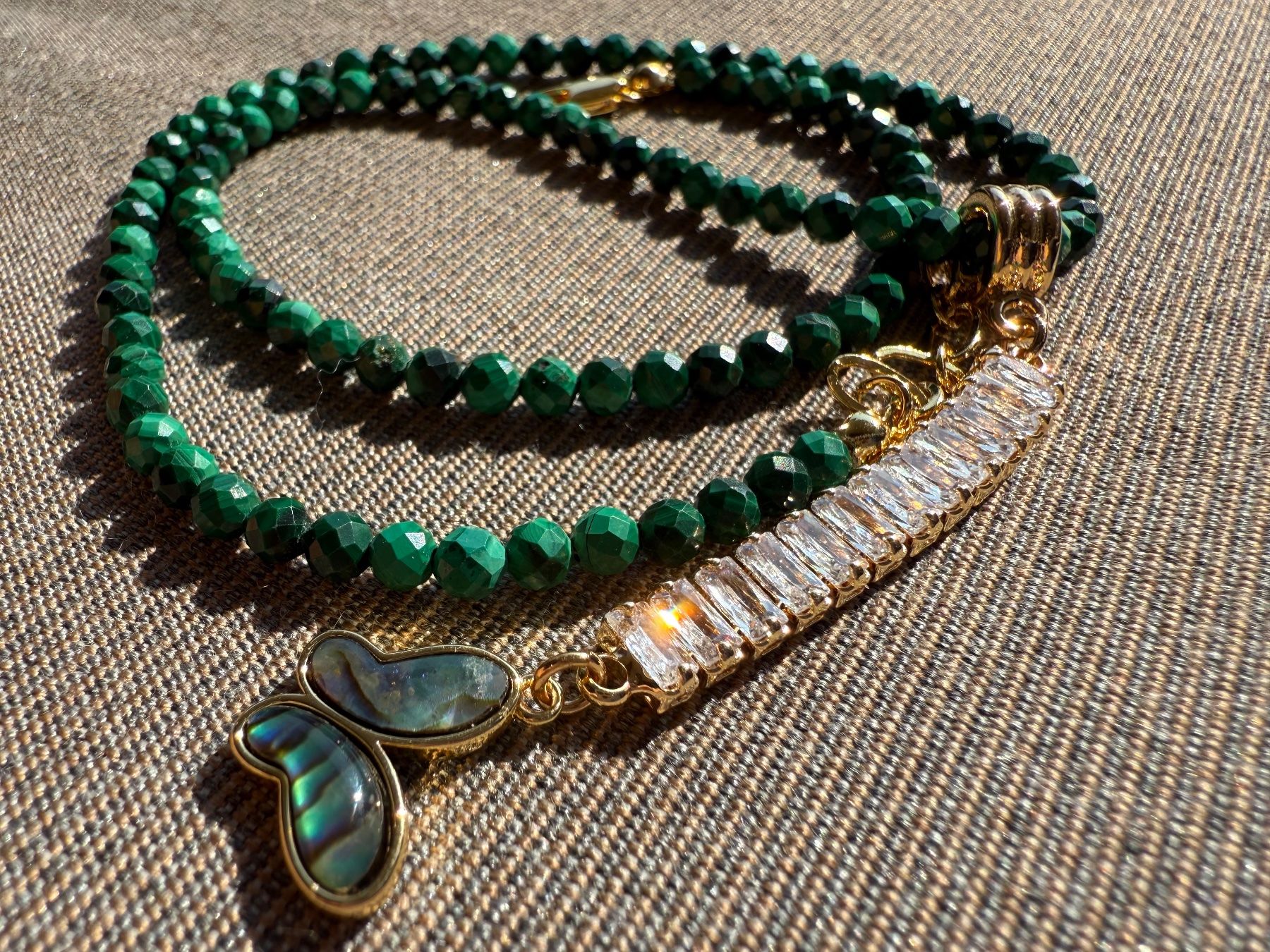 Catenine: Malachit Kette Halskette Collier Schmetterling Halsschmuck – Nuovo (secondo la descrizione) da Rotkreuz venduto da beltraum 1