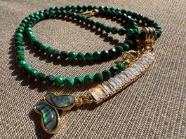 Malachit Kette Halskette Collier Schmetterling Halsschmuck