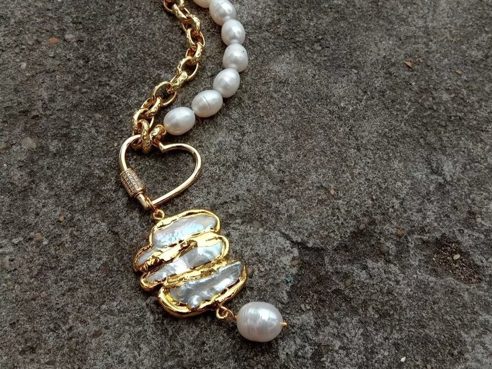 Catenine: Lua Design Herz Perlen Halskette Collier Perle Biwa 48 cm – Nuovo (secondo la descrizione) da Prilly venduto da ilyria73 4