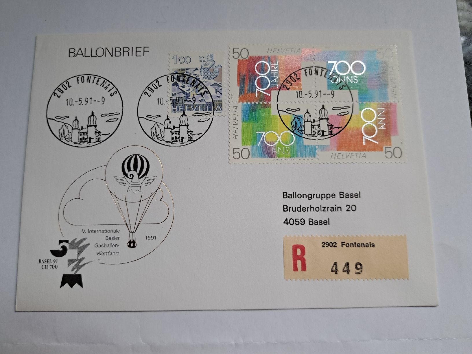 Buste & buste per spedizione: 2 Briefe Ballonpost Schweiz – Usato da Bellikon venduto da cebas23 1