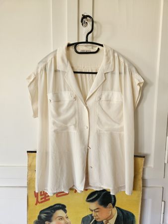 Vintage 100% Seide Seidenbluse in crème/elfenbein ca. S/M