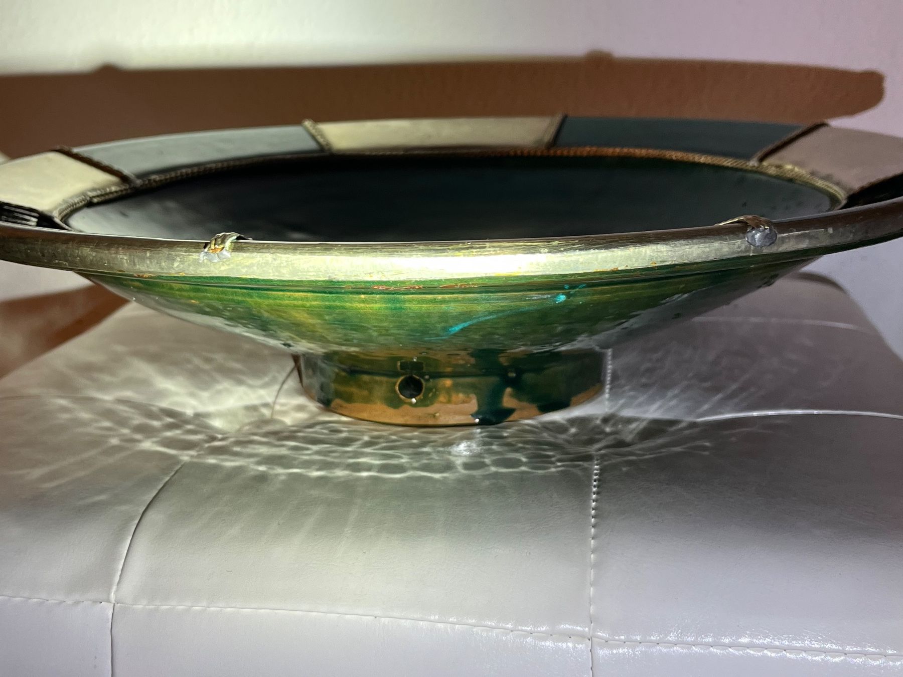 Ciotole: Marokkanische Vintage Keramik Schale Türkis mit Zinn Rahmen – Usato da Männedorf venduto da Maru83 2