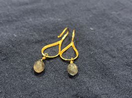 Labradorit Ohrringe 925 Sterling Silber vergoldet