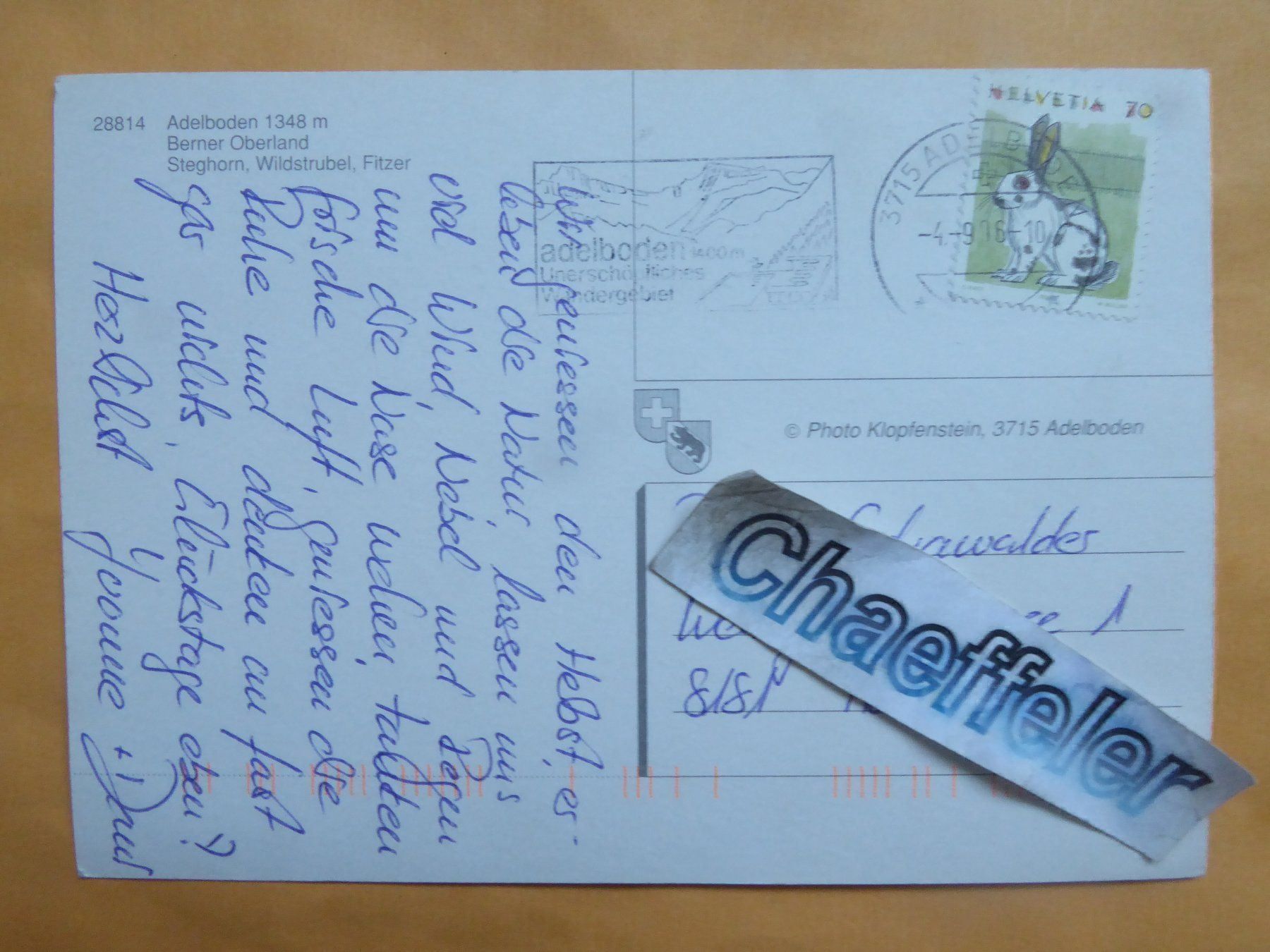 Cartoline postali: 1996 Adelboden, Berner Oberland – Usato da Zürich venduto da Chaeffeler 1