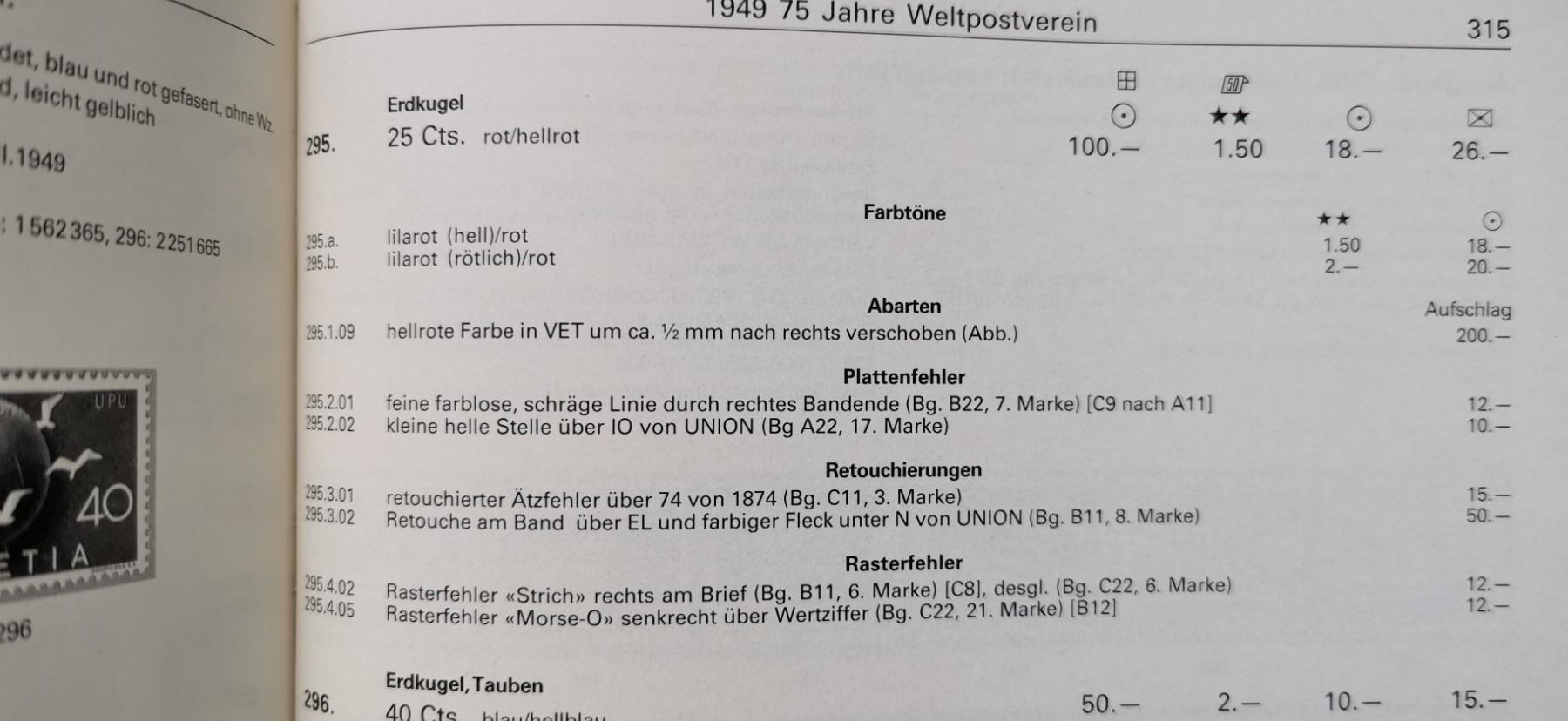 Tutti i francobolli: 1949* Mit Abart – Nuovo (secondo la descrizione) da Aadorf venduto da Chnorli-Furz 3