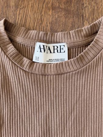 AWARE Damen Top beige Grösse S Rippstrick neuwertig