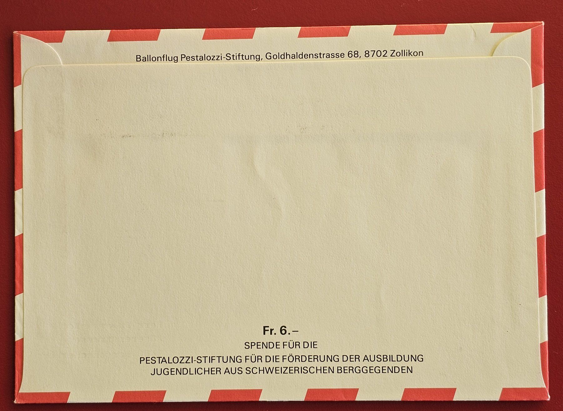 Alle Briefmarken: BALERNA TICINO BALLON FLUGPOST HANS ERNI RORSCHACH 1986 – Gebraucht aus Düdingen von Quartierstrasse 1