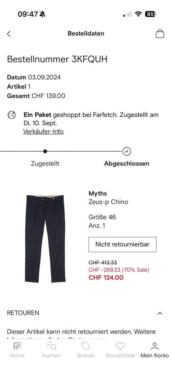 Pantaloni: 3x Myths Hose Grösse 46 – Usato da Neuenhof venduto da PatrickMuff 1