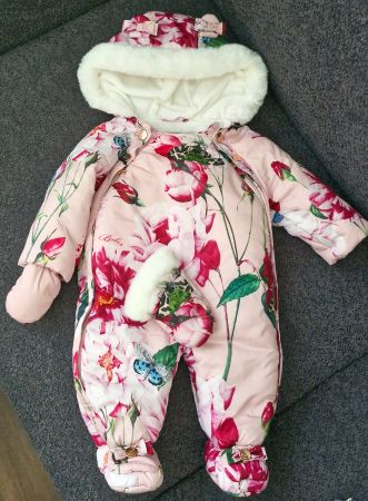 Baby Anzug, Ted Baker Grösse 0-3 Monate Blumenmuster Rosa