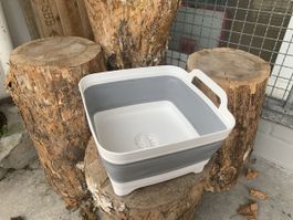 Abwaschbecken Wanne Eimer faltbar Grau/Weiss für Camping
