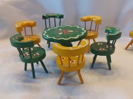 Lindby Puppenstube Möbel Set Tisch & Stühle Holz bemalt