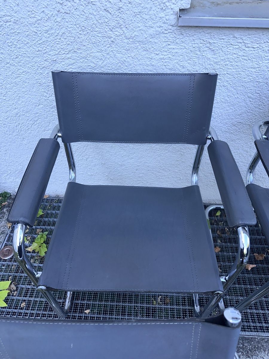 Sedie: 4x Stühle Leder Metall Freischwinger – Usato da Winterthur venduto da aod_hsv7 2