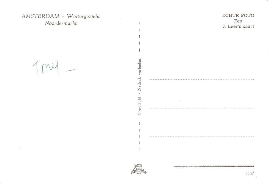 Cartoline postali: Amsterdam, Noordermarkt im Winter, um 1950 – Usato da Frauenfeld venduto da POML 1