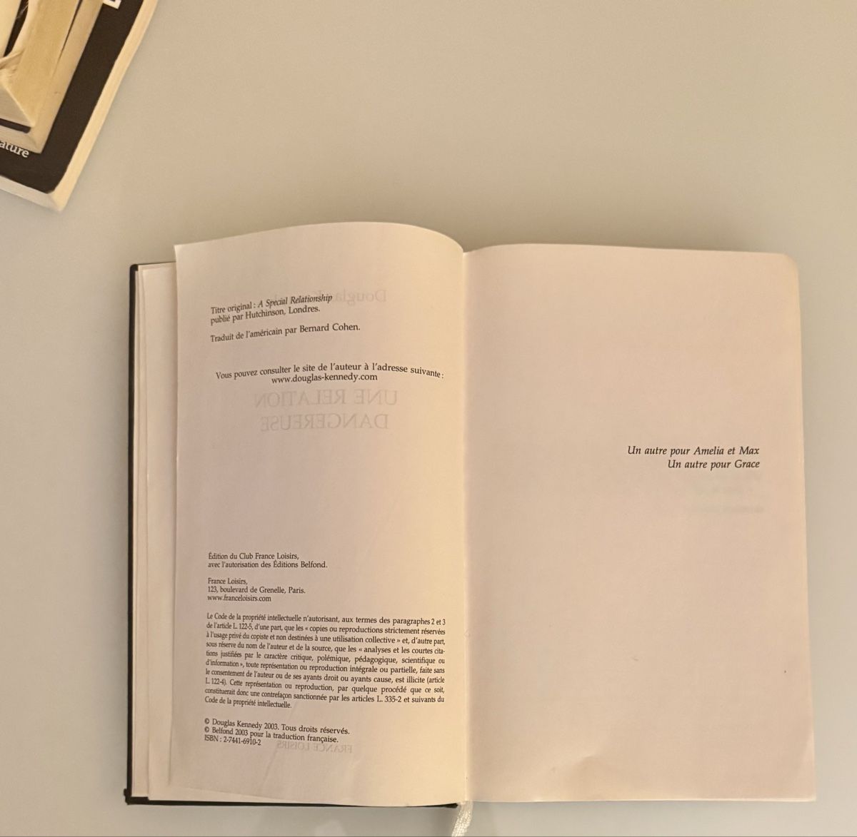 Libri: Une relation dangereuse - Douglas Kennedy – Usato da Neuchâtel venduto da Elipshop 3