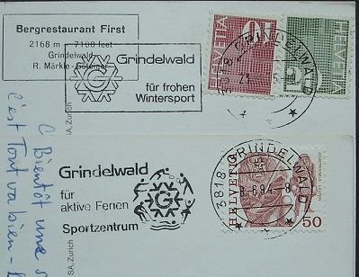 Ansichtskarten: 2x AK GRINDELWALD Bahn Luftseilbahn+ Wintersport Rest. First – Gebraucht aus Jona von philajona 2