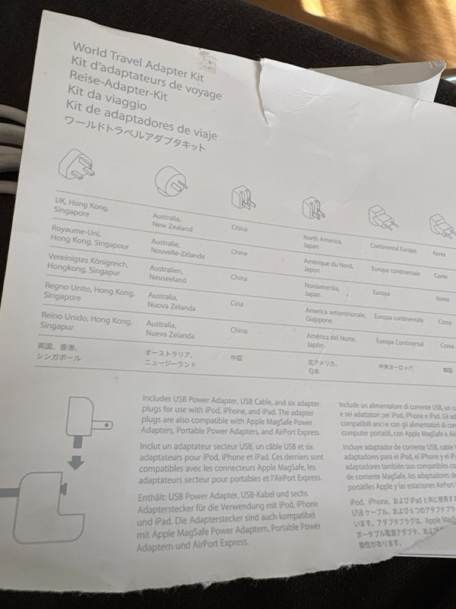 Apple Laufwerke & Adapter: Kit adaptateur monde Apple  – Neu und originalverpackt aus Préverenges von Gilchris 1