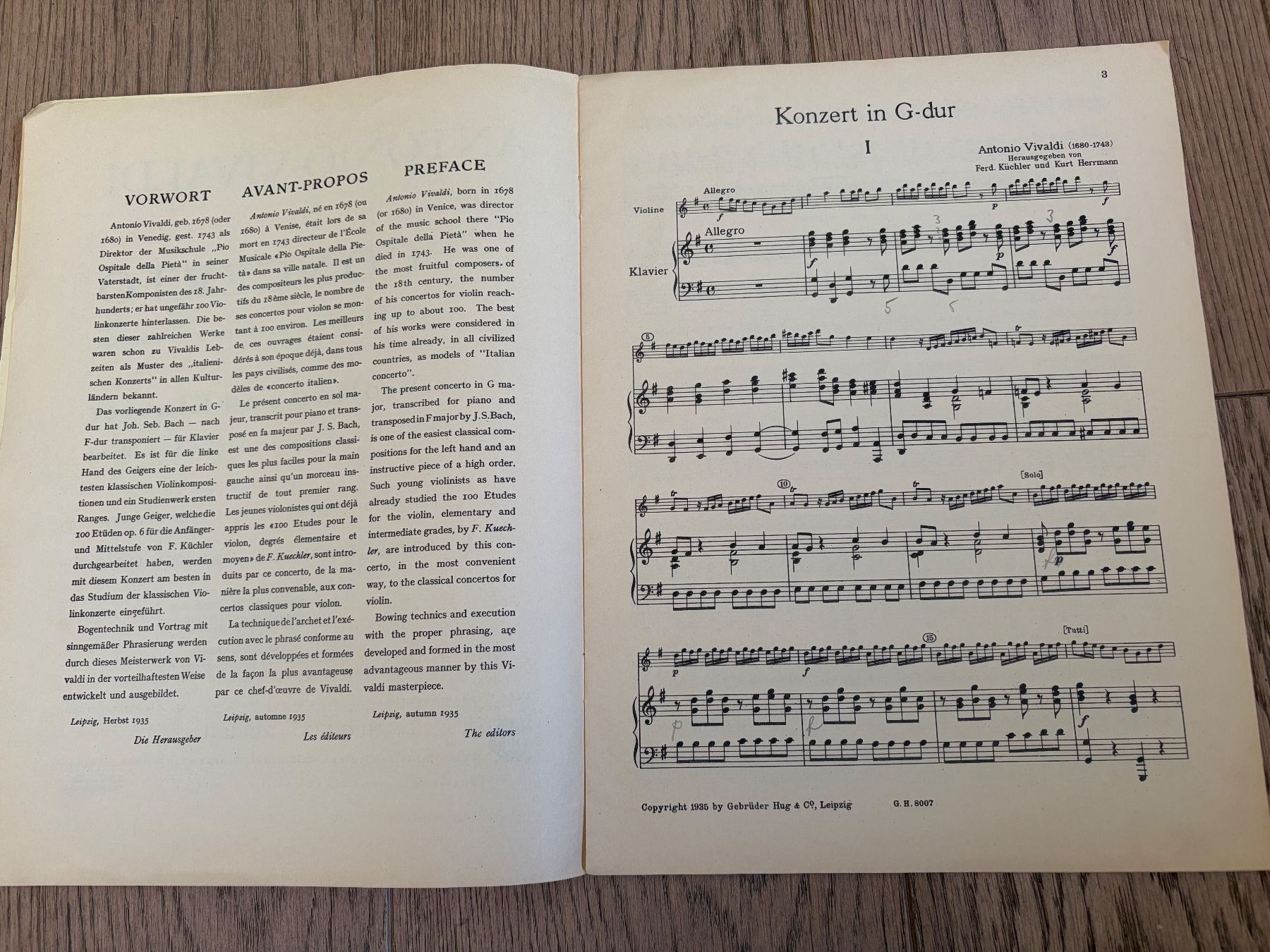 Libri: Partitur Klavier / Violine Vivaldi Concerto D-Dur – Usato da Versoix venduto da chr_2rpz 3
