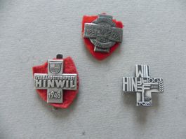 Medaille 3 Sport Abzeichen Brosche Hinwil Zürich 1931 -1979