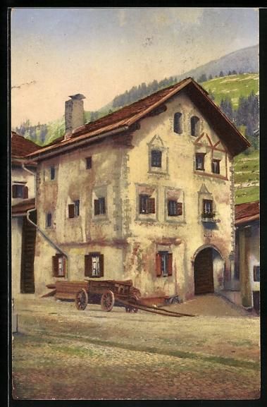 Cartoline postali: AK Bergün, Bündner Häuser, 1911 – Usato da Berlin venduto da bartko-reher