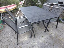 Gartentisch mit 4 Stühlen Metall Anthrazit gebraucht