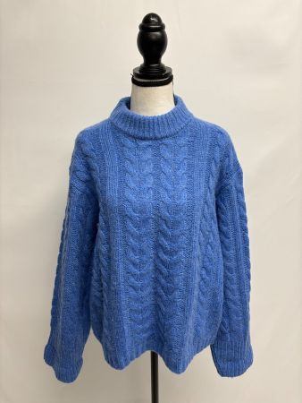 InWear oversize Strickpullover blau S mit Mohair Wolle