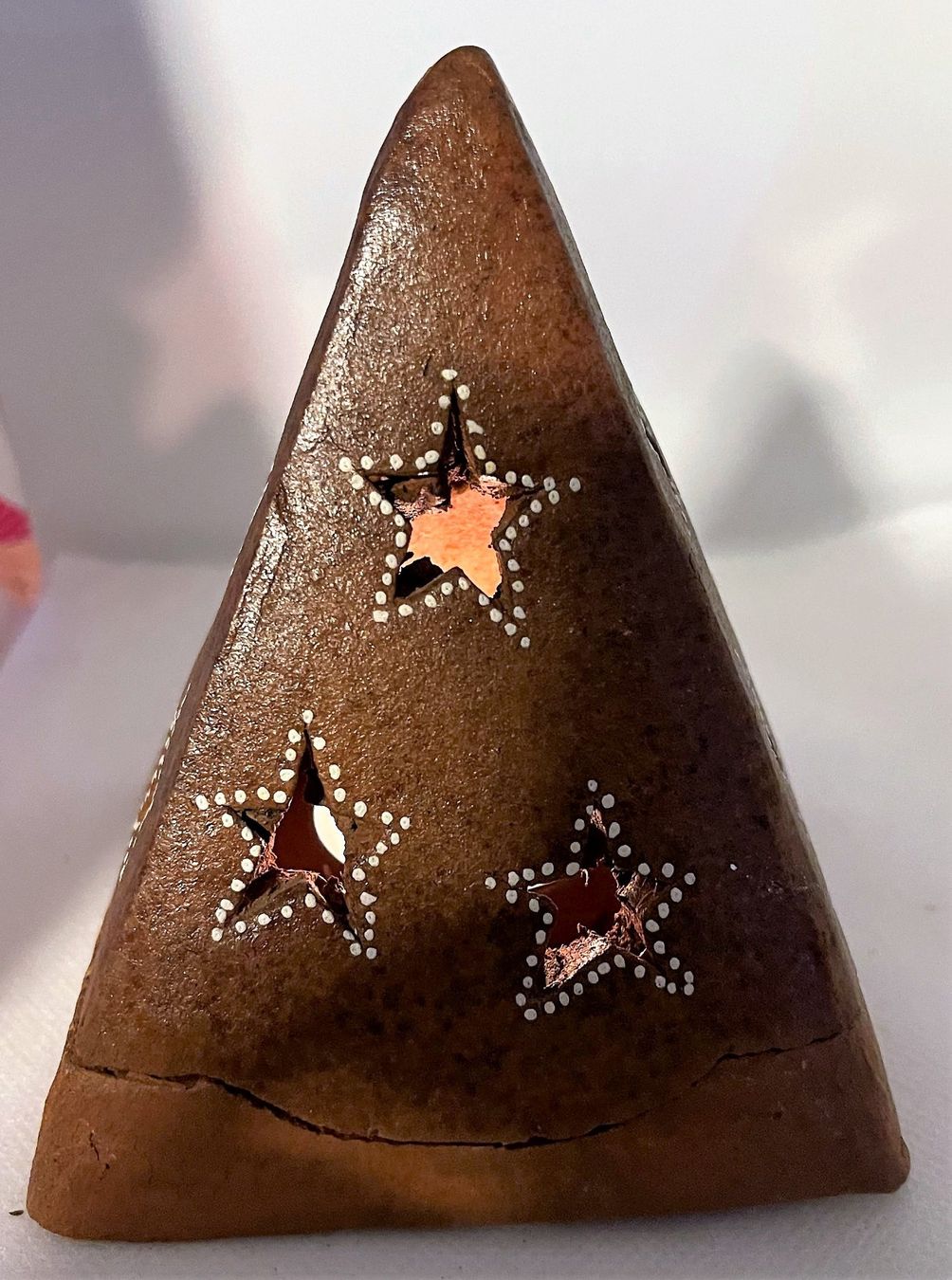 Portacandele: Windlicht Pyramide mit je 3 Sterne brau Keramik – Nuovo (secondo la descrizione) da Lutzenberg venduto da Truhe 1
