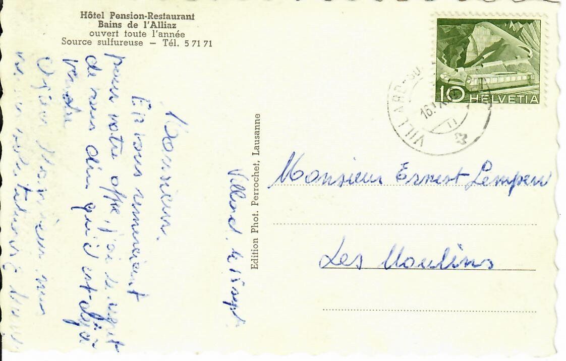 Cartoline postali: Bains de l`Alliaz s/Blonay – Usato da Hochdorf venduto da Ziegel-16 1