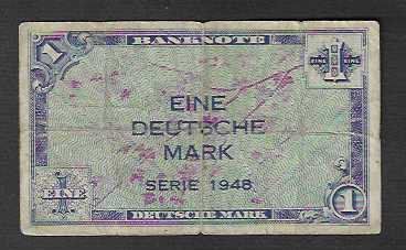 Banknoten: D-  1  Mark  1948  Gebraucht – Gebraucht aus Gordola von coinsandnotes