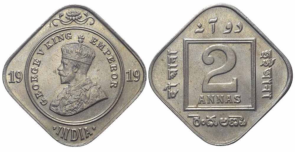 Tutti le monete: Indien, 2 Annas 1919 – Usato da Chiasso venduto da Novamarketing