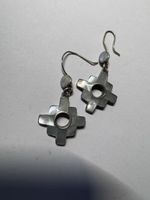 Boucles d'oreilles argent massif 950 nacre incrustée pierres