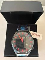 Replay Royal Herrenuhr  Carbon-Optik & Rot  Neu mit Box