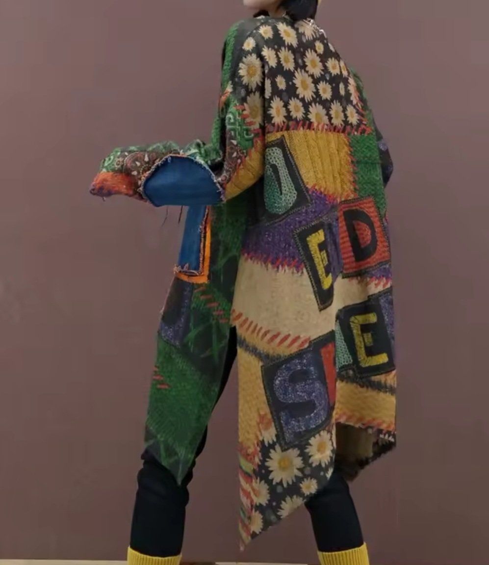 Vestiti: Buntes Oversize Strickkleid im Patchwork-Stil – Usato da Wittnau venduto da nat_lby6 1