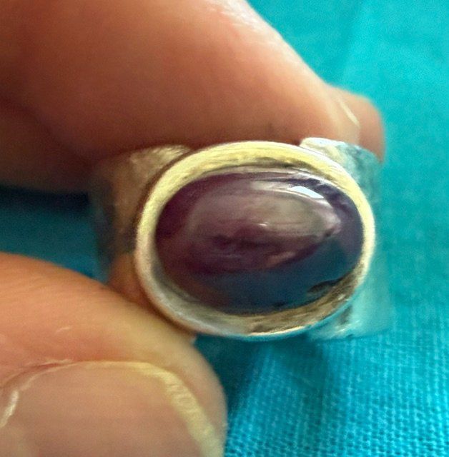 Anelli: Vintage Preloved 925 Silber Ring mit Dunkelviolett Stein – Usato da Osco venduto da Gatto_Nero 4