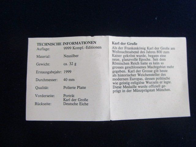 Medaillen: Deutsche Geschichte - Karl der Grosse - 40 mm - PP – Neu und originalverpackt aus Luzern von Horoskop1 3