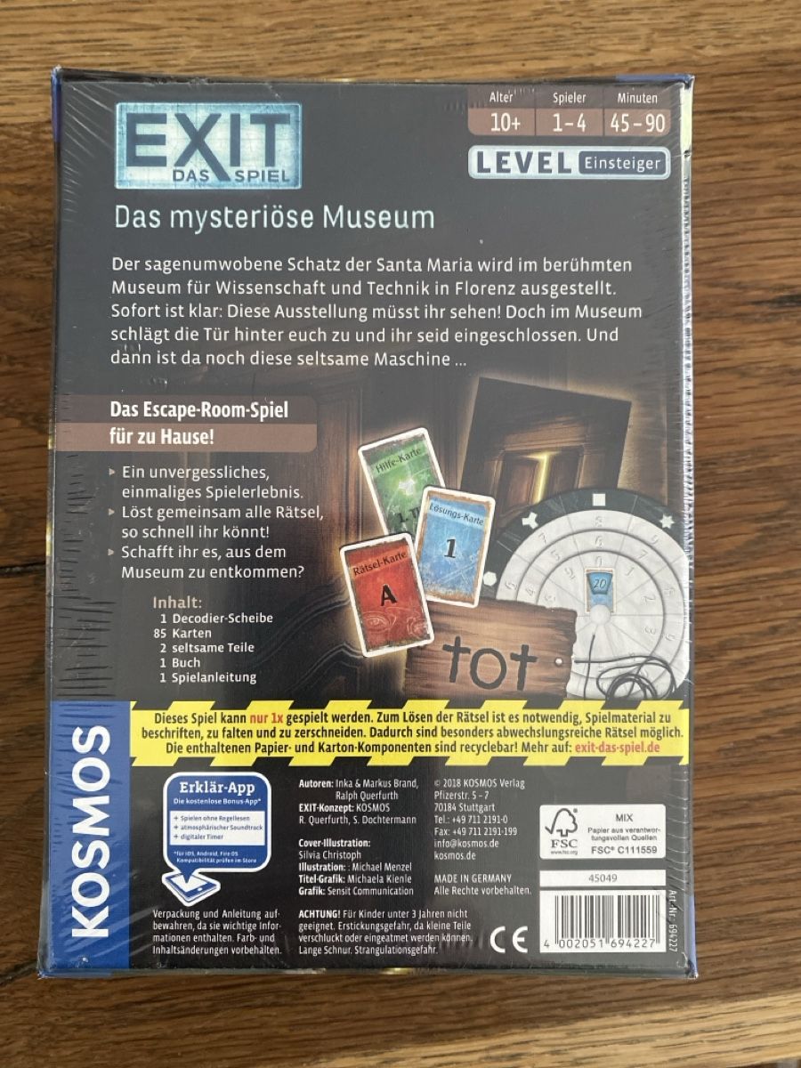 Kosmos Giochi: Exit das Spiel, Das mysteriöse Museum – Nuovo e nell'imballaggio originale da Beride d. Bedigli. venduto da Connina 1
