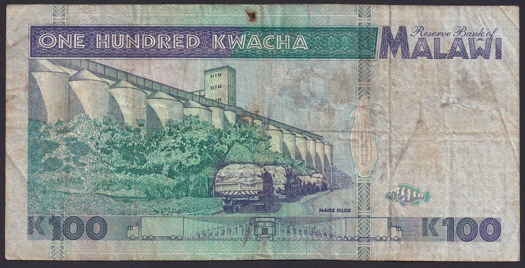Banconote: Malawi 100 Kwacha 1995 – Usato da Brugg AG venduto da banknoten_muesli 1