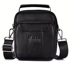 Herren Echtleder Crossbody-Tasche im Schwarz