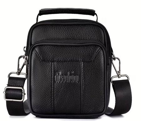 Herren Echtleder Crossbody-Tasche im Schwarz