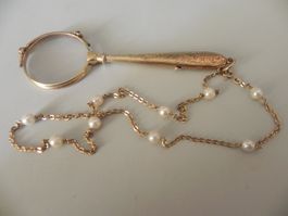 RARITAET: Wunderschöne Lorgnette 18 Karat Gold mit Goldkette