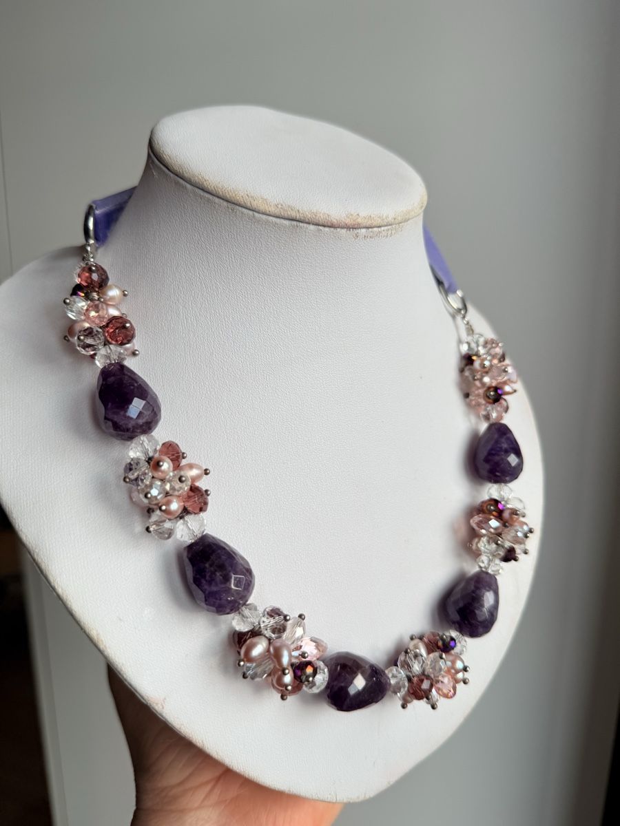 Catenine: Schöne Amethyst Kette mit Süsswasserperlen NEU – Nuovo e nell'imballaggio originale da Basel venduto da Chili007 4