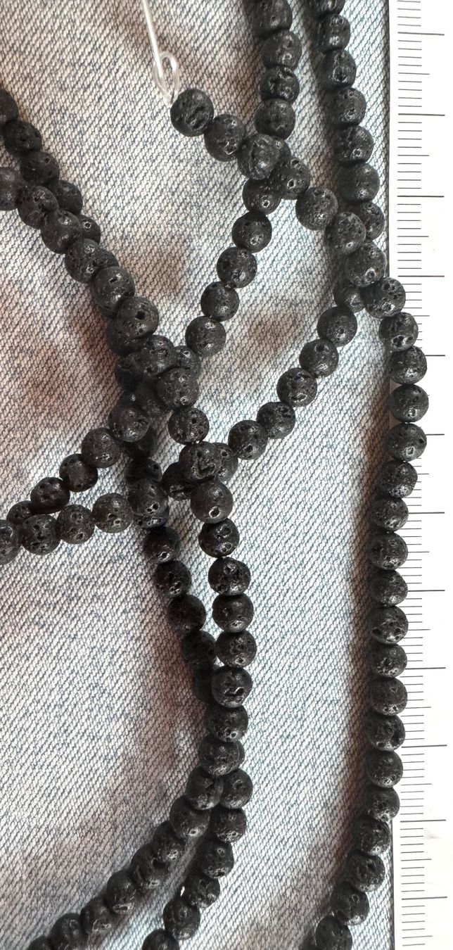 Catenine: 3 x Vulkan Stein  Lava  Strang   5mm    TOP nature – Nuovo e nell'imballaggio originale da Leuggern venduto da gemshow 3