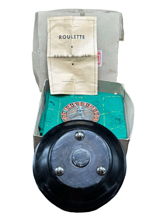 Roulette De Table Ancienne – Bois Noirci – JAL – Made In France – Jeu Vintage D