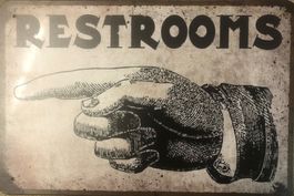 Metallschild Blechschild Restrooms WC Toilettenschild Weg