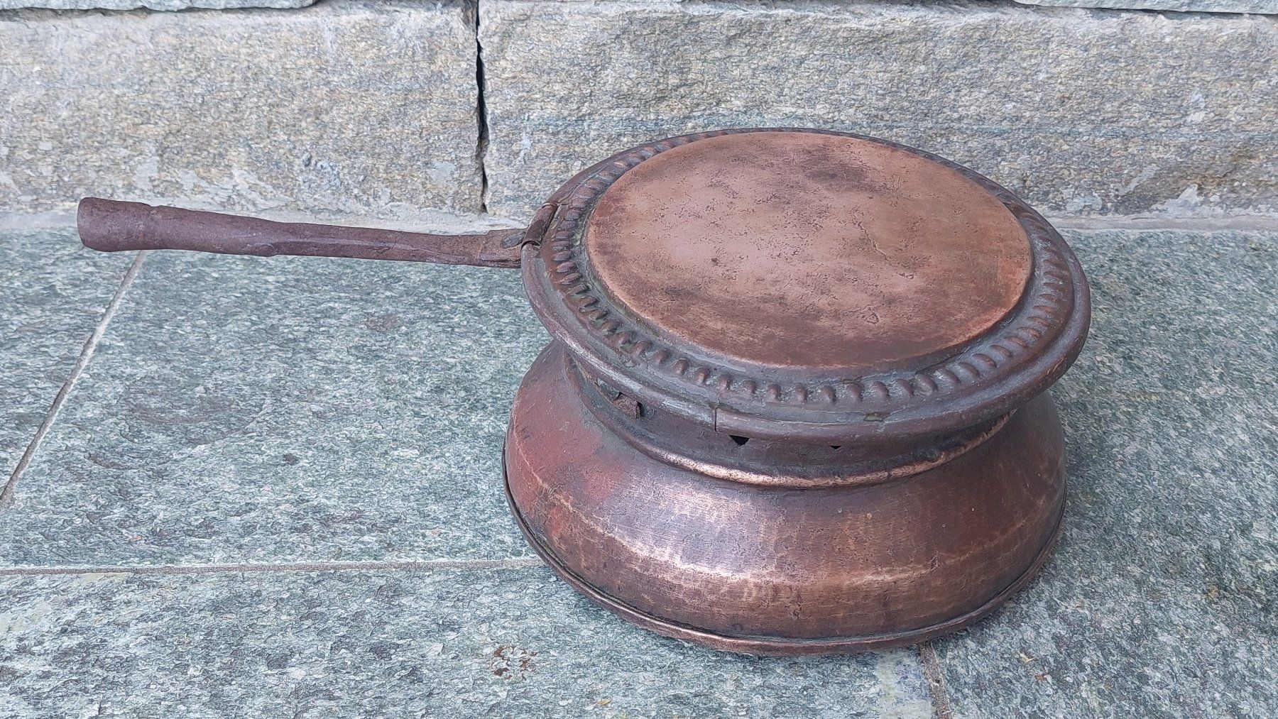 Padelle: Kupferpfanne mit Griff und Deckel, antik – Usato da Muri b. Bern venduto da Spassholz 1