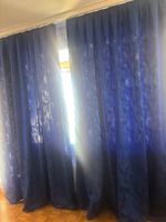 2 gemusterte Nachtvorhänge blau - 110 x 230 (J1)