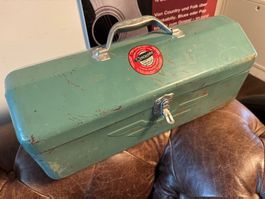 ALTE BLECH WERKZEUG KISTE SELTEN ORIGINAL UM 1950