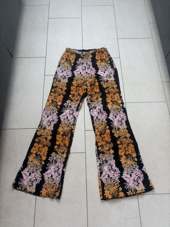 Sandro Paris Sommerhose Gr. 38 florale Schlaghose Baumwolle 