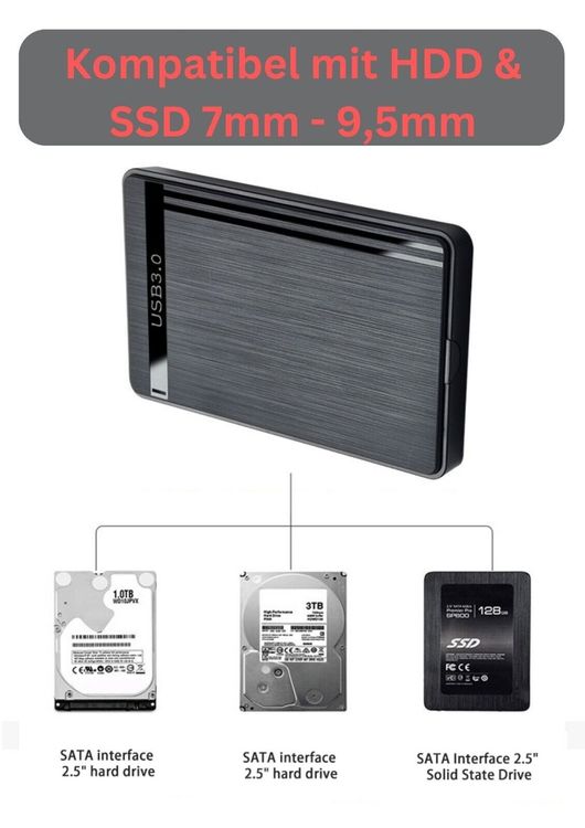 🔥 Festplattengehäuse SSD & HDD USB 3.0 2,5 Zoll Festplatten 2