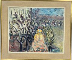 Liliana Brosi-Manenti 1934-2026 Abendliche Baumallee m. Auto